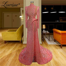 Розовые Роскошные вечерние платья с перьями, мусульманское платье для выпускного вечера, платья в арабском стиле Дубая, праздничные платья знаменитостей, платье для вечеринки 2020 2024 - купить недорого