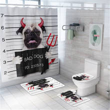 4Pcs/set Bathroom Mat Set Non-slip Digita Print Bad Dog Bath Mat Coral Fleece Shower Curtain Floor Mat Washable Toilet Rug 2024 - buy cheap