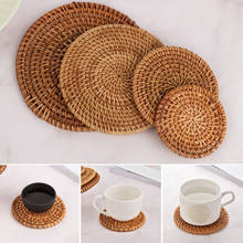 Posavasos redondos de ratán Natural, manteles individuales de aislamiento hechos a mano, acolchados para tazas, accesorios de decoración de cocina, 1 ud. 2024 - compra barato