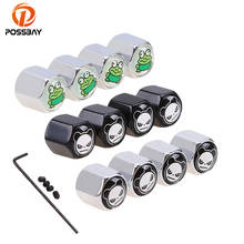 POSSBAY Car Auto Wheel Anti-theft Tyre Tire Stem Air Valve Caps Black/Silver Frog/Panda/Spider Logo Motorcycle Dust Proof Cap 2024 - buy cheap