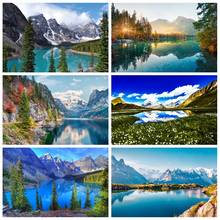 Laeacco Natural Scenery Landscape Mountain Sky Cloud Lake Trees Photography Background Photographic Backdrop For Photo Studio 2024 - buy cheap