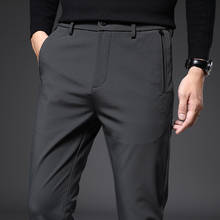 Calça masculina de alta qualidade, calça justa para homens de negócios, estilo clássico e casual, moda primavera 2021 2024 - compre barato