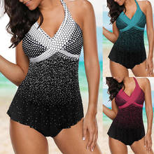 Tankini Plus Size Women Dots Print Conservative Fadeaway Black/Green/Rose Swimsuit Sleeveless Surfing Suit Paded 2 Pieces XL XXL 2024 - buy cheap