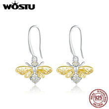 WOSTU Bee Drop Earrings 925 Sterling Silver Shiny Zircon Hollow Design Dangle Earrings For Women Orginal Jewelry CTE452 2024 - buy cheap