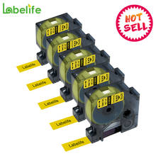 Labelife-recambio para DYMO Rhino negro sobre amarillo, tubos termorretráctiles industriales de 12 mmx1.5m, Rhino, Rhino1000, 18055, 18056 2024 - compra barato