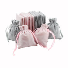 Sacos de veludo para lembrancinhas, 50 peças 8x10cm, embalagem personalizada chique cinza rosa, bolsa de veludo para presentes de casamento 2024 - compre barato