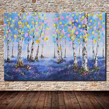 Arthyx pintura pintados à mão árvores paisagem quadros a óleo sobre tela moderno abstrato posters arte da parede para sala de estar decoração casa 2024 - compre barato