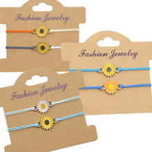 Fashion Woven Adjustable Bracelet Without Card Sunflower Charm Colorful Cord Bracelet for Girls Jewelry Drop Shipping 2024 - buy cheap