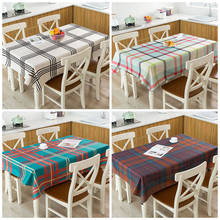 new year decoration christmas gift tablecloth geometric Waterproof linen lattice stripe navidad table cloth Decoration Cover 2024 - buy cheap