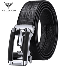 WILLIAMPOLO full-grain leather Brand Belt Men Top Quality Genuine Luxury Leather Belts for Men Strap Male Metal Automatic Buckle 2024 - buy cheap