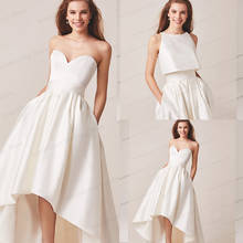 Vestido de novia corto de satén suave, dos piezas, línea A, para la playa, venta 2024 - compra barato