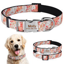 AiruiDog Personalized Dog Collar Durable Nylon Floral Custom Engraved Dogs ID Name XS-L 2024 - buy cheap