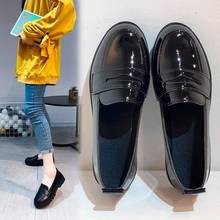 Woman Solid Black PU Leather Loafers Zapatos De Mujer Dropshipping Casual Women Slip on Flats Round Toe Platform Shoes 2021 New 2024 - buy cheap