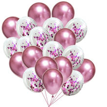 Conjunto de globos de confeti, Set de globos metálicos de látex para fiesta de cumpleaños, boda, aniversario, decoración de boda, rosa, dorado y plateado, 20 piezas 2024 - compra barato