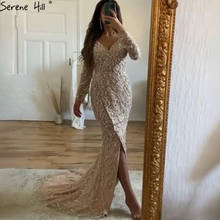 Serene Hill-vestido de noche con cuello en V de sirena, ropa Formal de lujo de manga larga con diamantes de imitación, para fiesta, CLA70499, 2022 2024 - compra barato