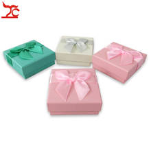20Pcs/lot Pink Paper Jewelry Box Green White Earring Necklace Storage Organizer Gift Ribbon Ring Box 7.5*7.5*3cm Wholesale 2024 - buy cheap