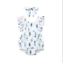 Emmababy conjunto de roupa infantil, conjunto de roupas de bebê recém-nascido com macacão com babados e tiara para meninas de 0-24m 2024 - compre barato