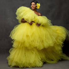 Yellow Tulle Ball Gown Photoshoot Dresses  Maternity Robe  For Photo Shoot Tulle Bridal Fluffy Tulle Pregnancy Clothes Cusotmize 2024 - buy cheap