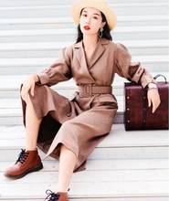 European station new travel vacation long-sleeved dress female temperament was thin lantern sleeve trench style long dress F889 2024 - buy cheap