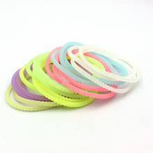 Fashion 20PCS/lot Neon Fluorescent Luminous Bracelets Wristbands Rubber Gummy Hairband twist Glow Bracelets bangles YB02 2024 - buy cheap