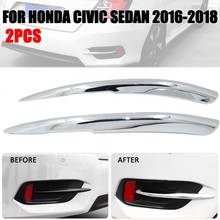 Waterproof Fog Lighting strip Chrome Rear Fog Light Cover Trim For Honda Civic 10th Gen Sedan 2016-2018 2024 - купить недорого