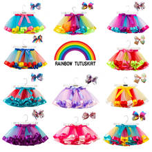 Falda de tutú para niña de 3 a 10 años, minifalda de princesa para fiesta, baile, arcoíris, tul, ropa para niña 2024 - compra barato