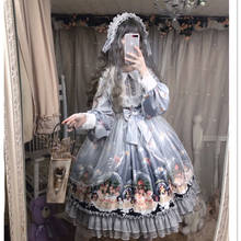 Лолита Япония в готическом стиле Вечерние платья мягкий Sisiter леггинсы с кружевными бантиками голубое платье «Принцесса», платье для девочек костюм для хеллоуина для девочек в винтажном стиле 2024 - купить недорого