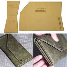 Bolsa de couro artesanal, carteira longa personalizada, bolsa de mão para celular, modelo de papel kraft, padrão para costura 2024 - compre barato