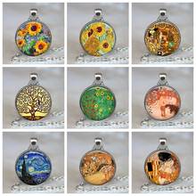 2019 New Fashion Van Gogh Sunflower Starry Night Glass Cabochon Pendant Statement Necklaces Jewelry Handmade Gifts for Women Men 2024 - buy cheap