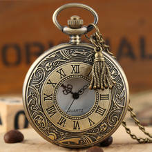 Антикварные Бронзовые кварцевые карманные часы, винтажное открытое ожерелье, цепочка с небольшой кисточкой для мужчин и женщин, рождественский подарок, Relogio De Bolso 2024 - купить недорого
