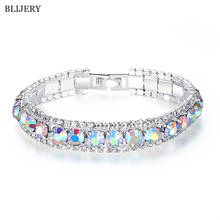 BLIJERY-Pulseras de cristal austriaco chapadas en plata para mujer, joyería de cadena de eslabones, brazaletes 2024 - compra barato