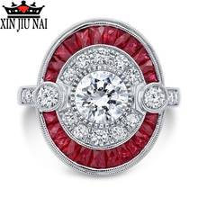 Palace Royal Family Vintage Finger Ring 925 anillos Silver Red Crystal Cz Party Wedding Rings For Women Men Jewelry Ruby Ring 2024 - buy cheap