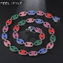 Iced Out Charm Link Chain Alloy CZ Multi Colors Coffee Bean Pig Nose Rhinestone Necklace Bling Necklaces for Men HIP HOP Jewelry 2024 - buy cheap