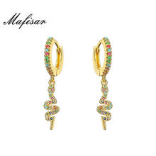 Mafisar 2021 Brincos Female CZ Huggie Earring Amazing Price Gold Tiny Snake Dangle Earring For Women Fashion  Jewelry 2024 - buy cheap