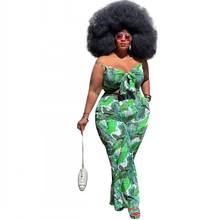 2 Piece Set African Clothes For Women 4XL Plus Size Camis Crop Tops And High Waist Pant Suits Fashion Beach Style African Outfit 2024 - buy cheap