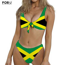 FORUDESIGNS-Conjunto de Bikini con estampado de bandera Jamacian para mujer, traje de baño brasileño de dos piezas con cordones, 2020 2024 - compra barato