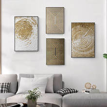 Роскошная настенная живопись абстрактная картина Blak Золотой плакат минималистский нордический современный настенный рисунок для дома декор гостиной 2024 - купить недорого
