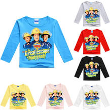 От 2 до 13 лет, новая весенняя одежда для маленьких мальчиков, рубашка с пожарным Сэмом, футболка с длинными рукавами для малышей, рубашки для мальчиков, Детская футболка, детский модный топ, 2019 2024 - купить недорого