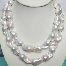 Огромное жемчужное ожерелье 15-28 мм, подлинное белое барочное жемчужное ожерелье 35 дюймов с застежкой 14 к 2024 - купить недорого