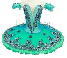 Платье балерины женское зеленое белое, с лебедем 2024 - купить недорого