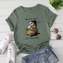 Harajuku T Shirt Women Tshirts Summer Cute Sloth Letter Printing Short Sleeve Tunic Tops Women 2020 camisetas mujer футболка 2024 - buy cheap