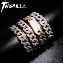 TOPGRILLZ-pulsera cubana de eslabones de circonia cúbica para hombre y mujer, brazalete con cierre de 7-9 pulgadas, 14mm, estilo Hip Hop, Rock 2024 - compra barato