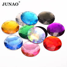 Junao 5 peças 52mm cores misturadas grande redondo strass de costura aplique grande redondo costura em pedras decoração fundo plano strass diamante 2024 - compre barato