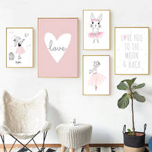 Kids Room Poster Pink Rabbit Children Poster Baby Room Decor Nursery Wall Art  Prints Ballet Girl Bedroom Picture 2024 - buy cheap