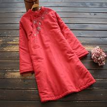 Ropa de estilo chino para mujer, abrigo de invierno, algodón bordado Vintage, suelto, Cheongsam Hanfu nacional, Top 2021 2024 - compra barato