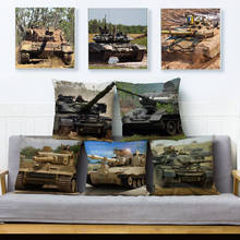 Military Fan Tank Car Cushion Cover Decor War Weapon Linen 45*45cm Pillow Case for Sofa Home Car Pillowcase Pillows Covers 2024 - buy cheap