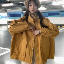 Basic Jackets Women Solid Stand Collar Long Sleeve Cargo Chic Ulzzang Autumn Vintage Retro Outwear Korean Style Fashion Casual 2024 - buy cheap