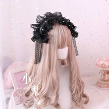 Original lolita Gothic Diablo Dead Series Lolita Lace Black Bow Headwear Hair Clip KC Headband 2024 - buy cheap