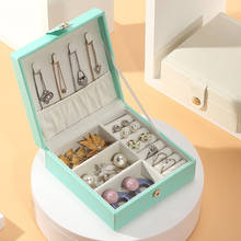 Joyero de moda portátil para mujer, caja de almacenamiento de joyas de mano, princesa coreana, pendientes pequeños, simples, collar, anillo 2024 - compra barato