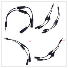 Divisor de fone de ouvido 3.5mm jack adaptador de áudio estéreo macho para 2 feminino volume +-controle cabo de extensão de fone de ouvido cabos de telefone 2024 - compre barato